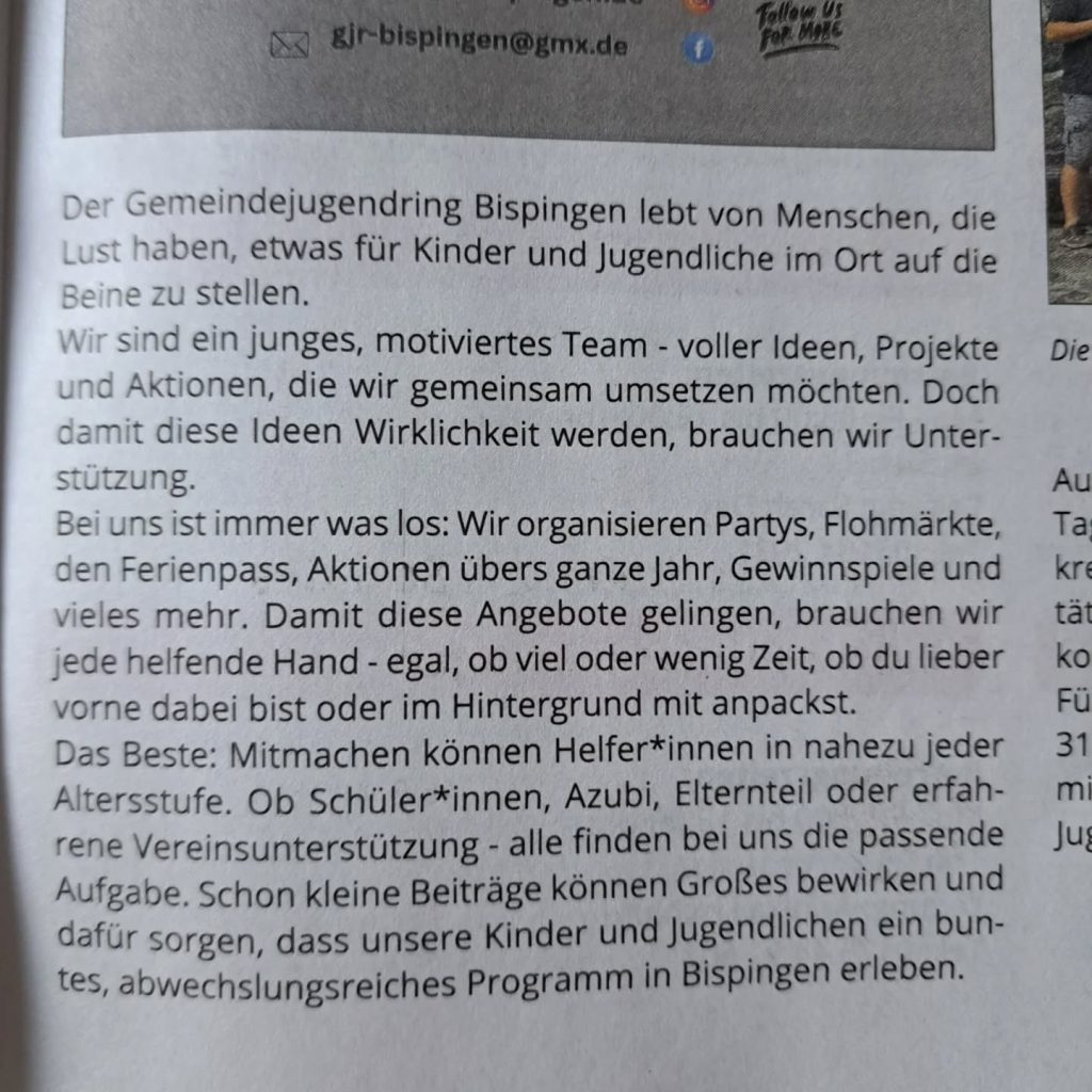 Instagram post from gemeindejugendring.bispingen. This post is in position 1.
